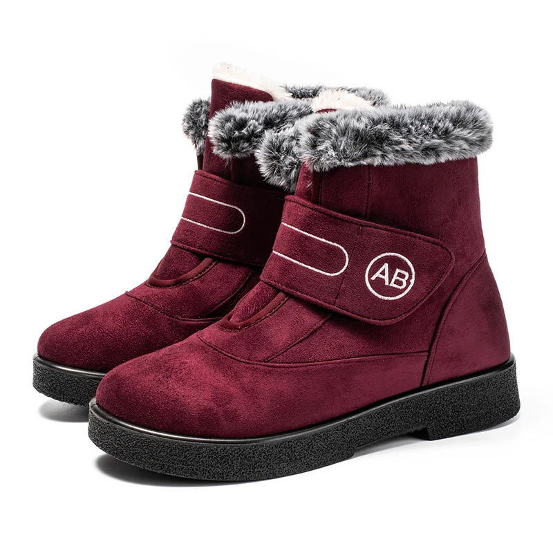HAJINK Women's Plush Snow Ankle Boots – Low Heel Winter Booties Women's Snow Boots Axl