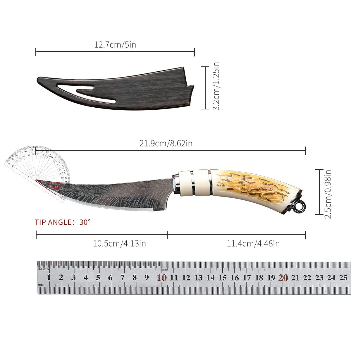 SHENJIU Curved Stainless Steel Boning & Fruit Knife Boning Knife Axl