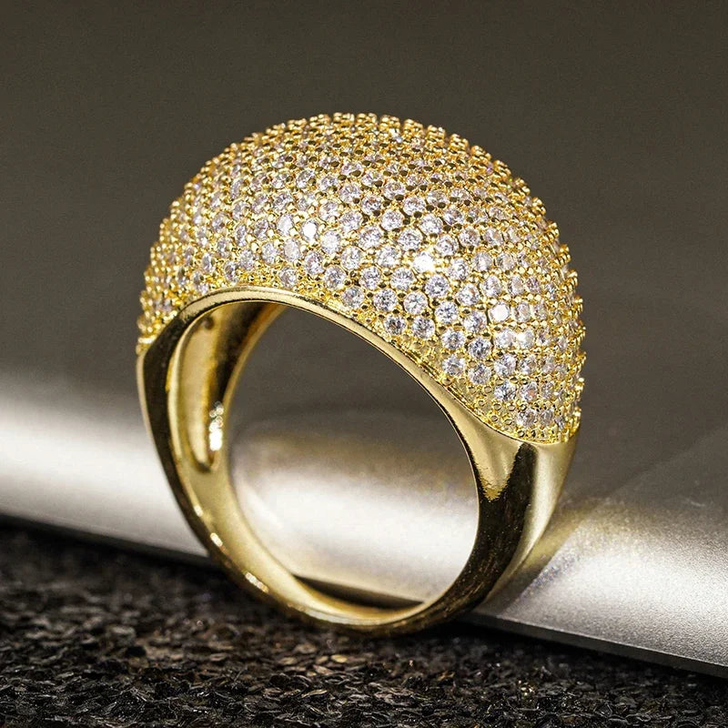 Huitan Cubic Zirconia Pave Wedding Ring for Women | CZ Band CZ Wedding Ring Axl