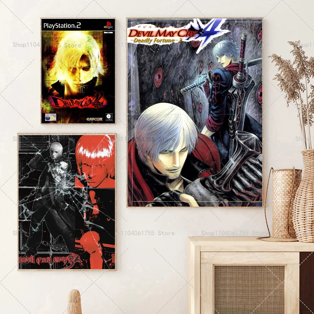 Devil May Cry Game Poster – Self-Adhesive Waterproof Wall Sticker Wall Art Poster Axl