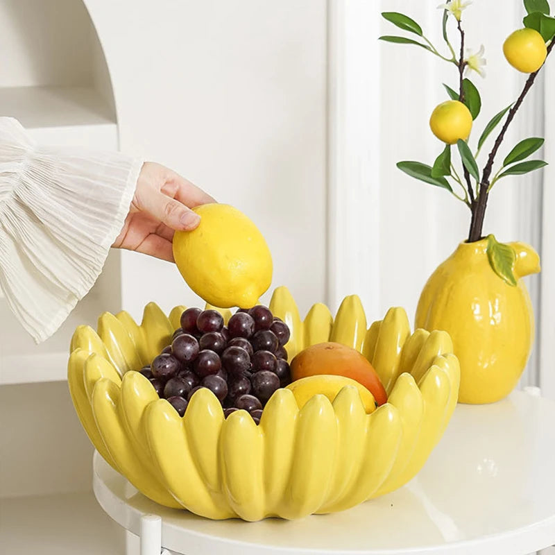 Banana Shaped Ceramic Fruit Bowl – Snack & Serving Plate Ceramic Serving Bowl Axl