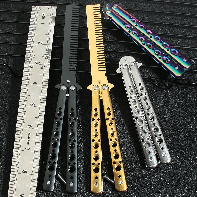 Folding Butterfly Comb – Stainless Steel Beard & Hair Styling Folding Butterfly Comb Axl