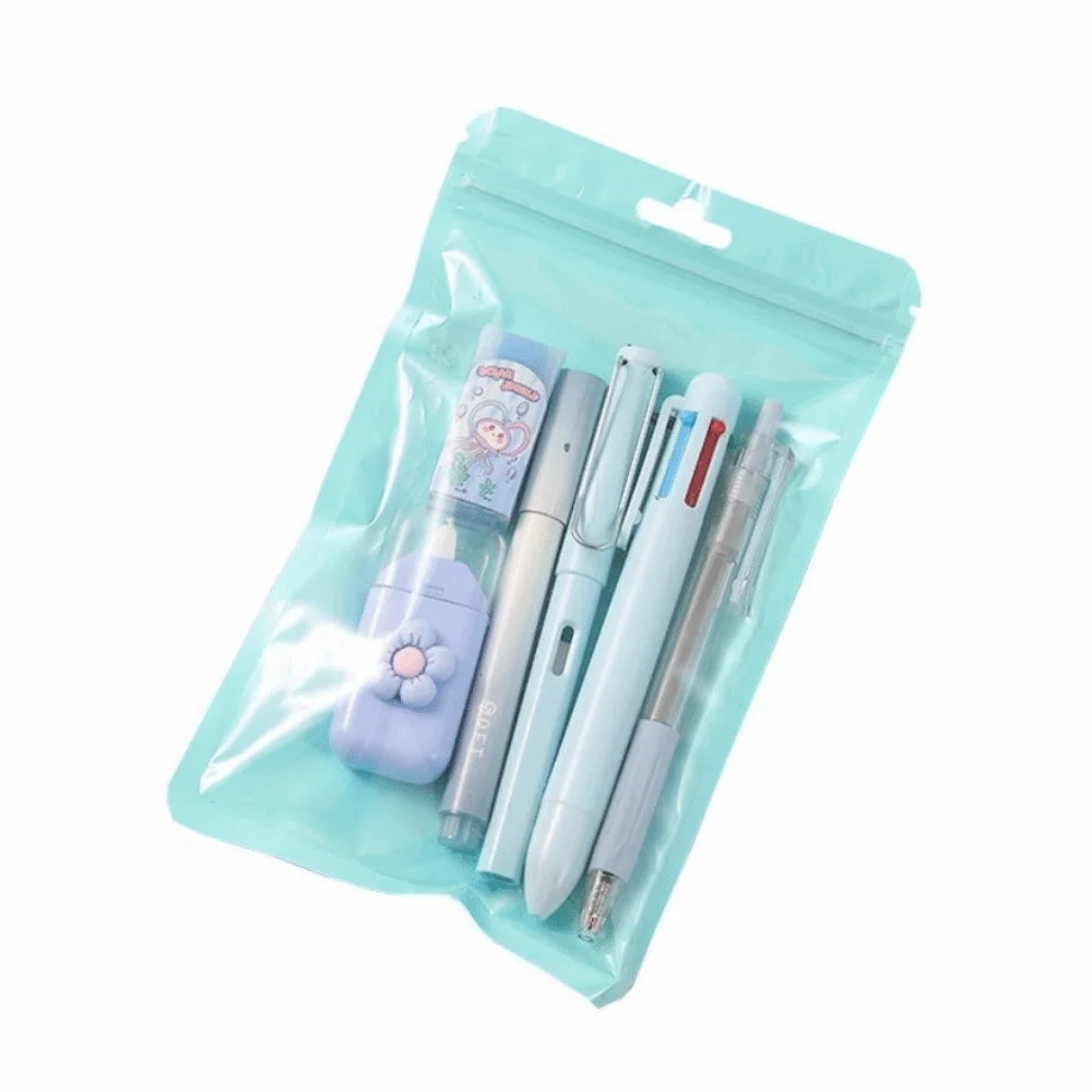 6-Piece Cartoon School Stationery Set – 6 Color Ballpoint Pens School Stationery Set Axl Blue