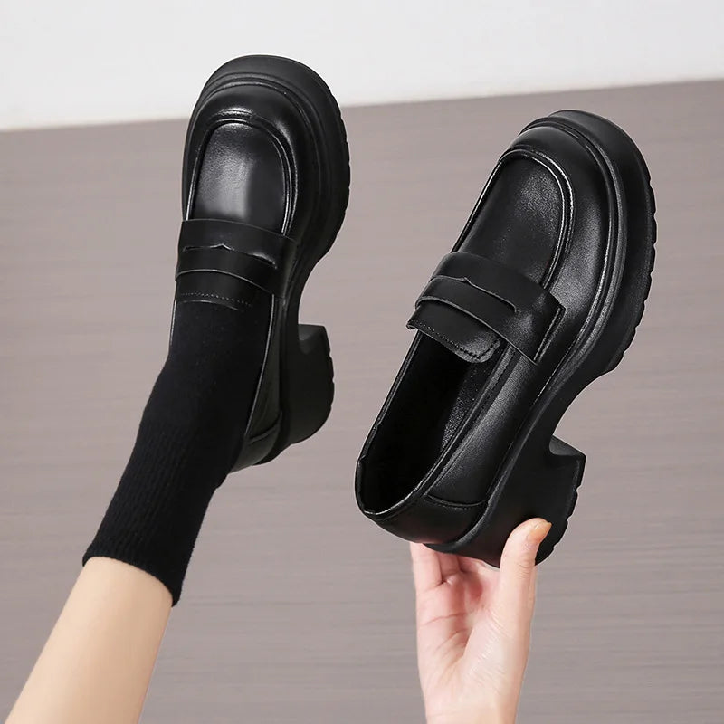 Women's Platform Mary Jane Loafers – British Slip-On Style Platform Loafers Axl