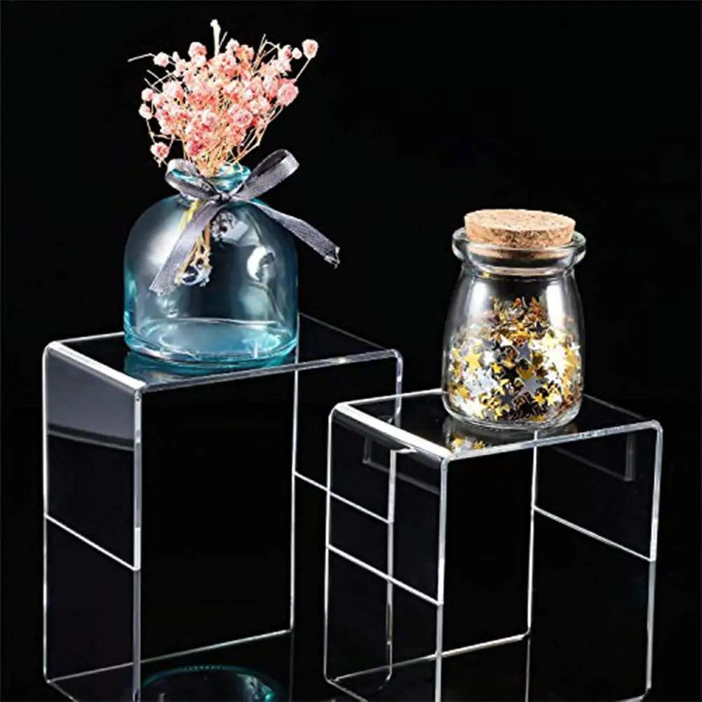 Clear Acrylic Display Risers 10pc – Stackable Makeup & Perfume Stand Acrylic Display Riser Axl