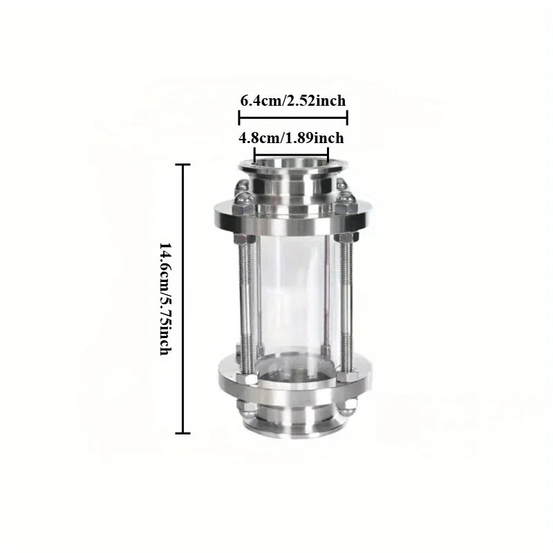 Stainless Steel Pipe Sight Glass 64mm OD | SUS 304 & Boro Glass Pipe Sight Glass Axl