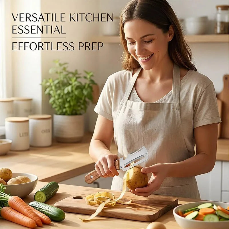 2-Piece Stainless Steel Vegetable Peeler Set – Oak Handle Vegetable Peeler Set Axl