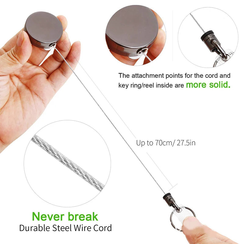 Retractable Metal Badge Reel – ID Card & Key Ring Belt Clip Retractable Badge Reel Axl