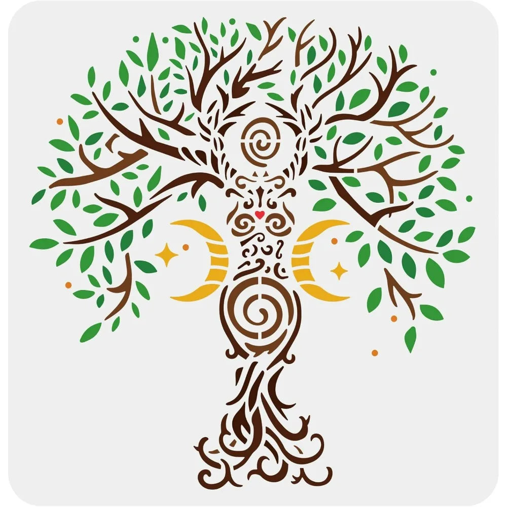Tree of Life Stencil 11.8" – Reusable PET Moon Star DIY Art DIY Art Stencil Axl