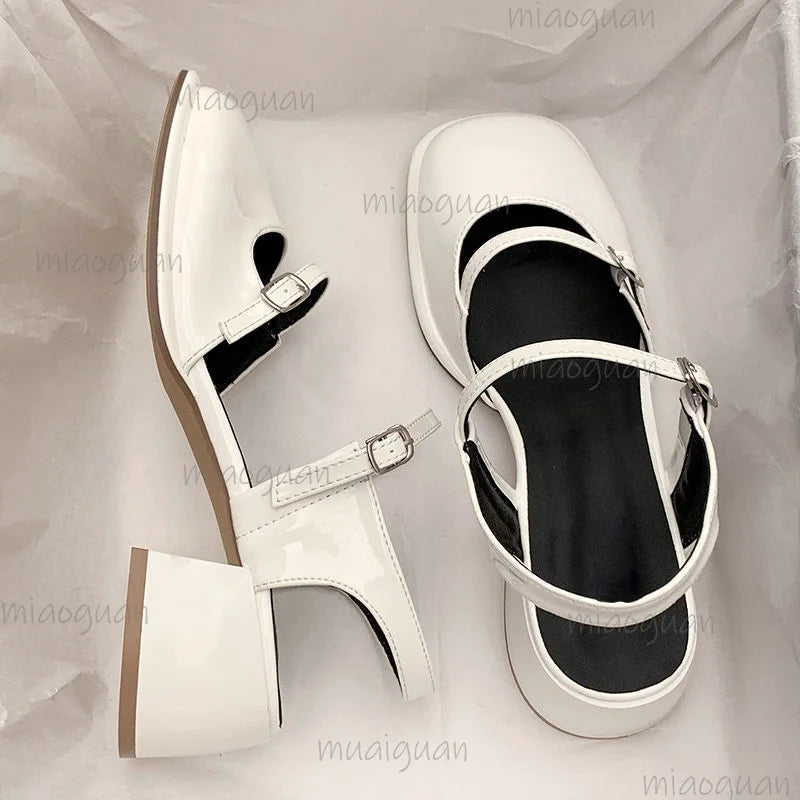 Women's Hollow Round Toe Sandals – Non-Slip Square Heel Women's Sandals Axl