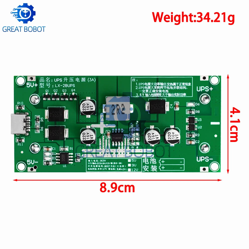 Type-C 15W 18650 Lithium Battery Charger Module DC-DC Boost UPS Battery Charger Module Axl