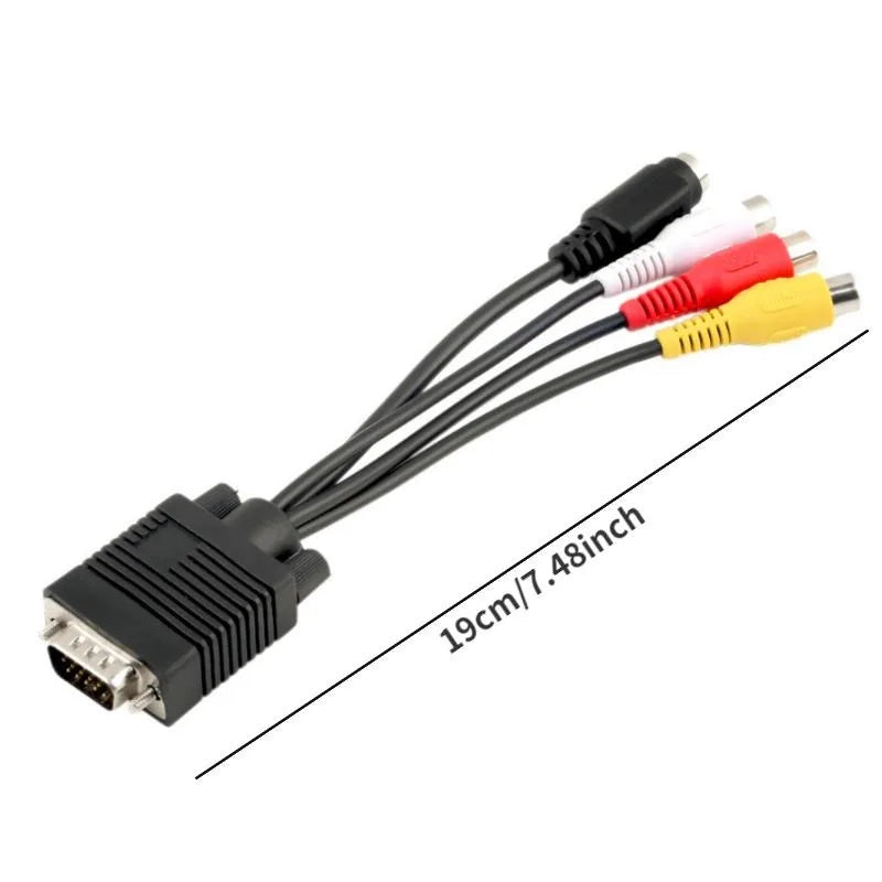 VGA to S-Video 3 RCA Composite AV Adapter Cable | PC Laptop Video Adapter Cable Axl