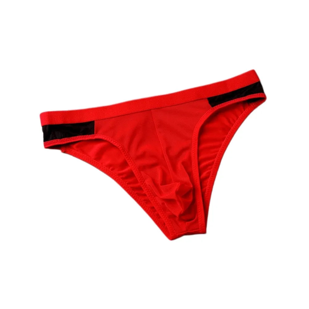 Men's Mesh Briefs – Breathable Low Waist Transparent Underwear Men's Briefs Axl Red One Size