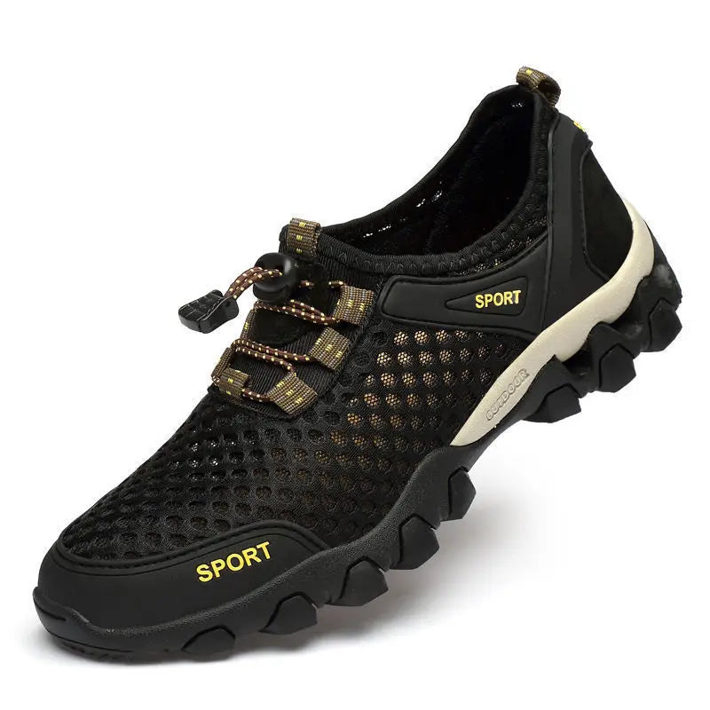 YBQJOO Men's Breathable Mesh Sneakers – Lace-Up Casual Shoe Casual Mesh Sneakers Axl black 44