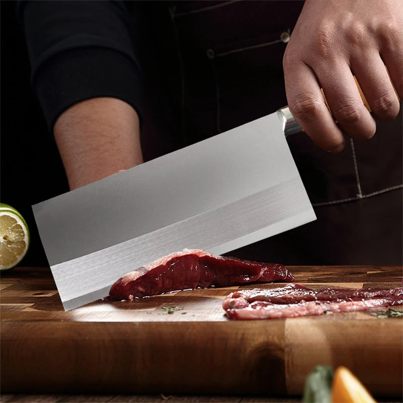 Stainless Steel Chinese Cleaver – Wood Handle Slicing Knife Kitchen Cleaver Knife Axl