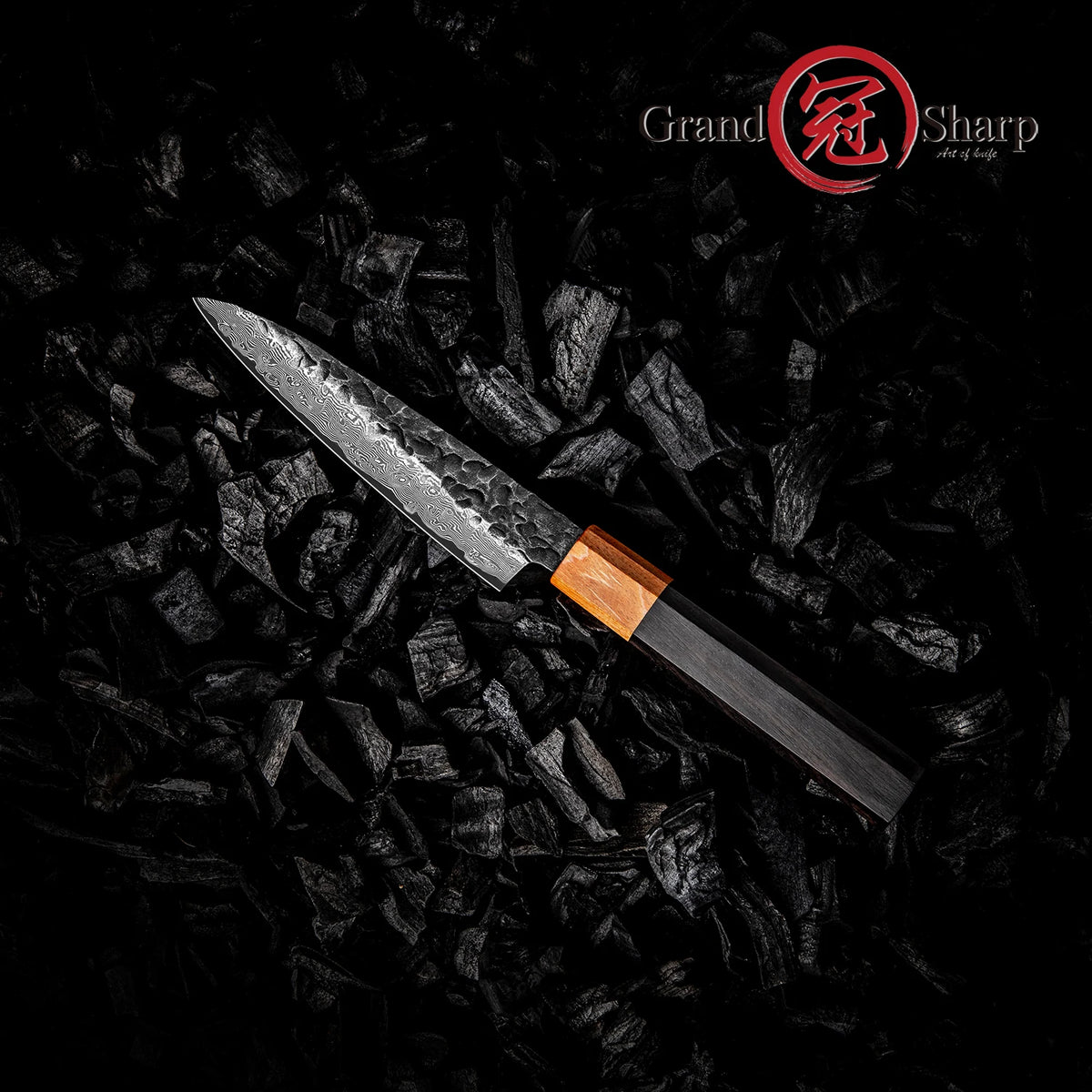 Grandsharp 4.7" 67-Layer Damascus Utility Knife – Ebony Handle Damascus Utility Knife Axl