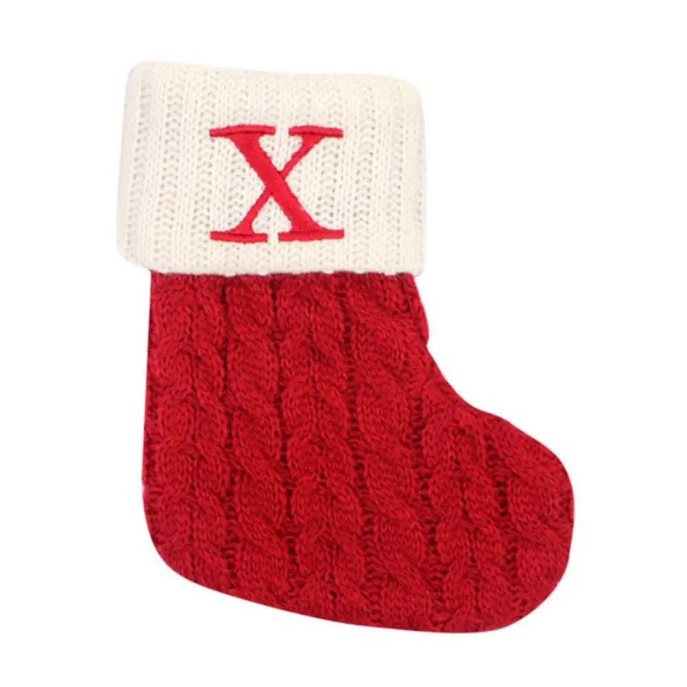 Knitted Christmas Stocking – Alphabet Letter Xmas Décor Gift