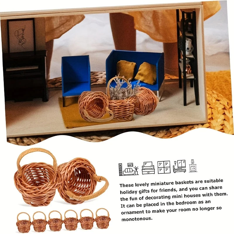 10-Pack Bohemian Mini Woven Baskets with Handle | Boho Decor Decorative Storage Baskets Axl