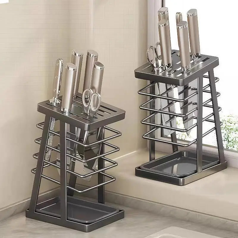 Countertop Knife Stand with Drain Tray | Kitchen Knife Rack Knife Storage Rack Axl
