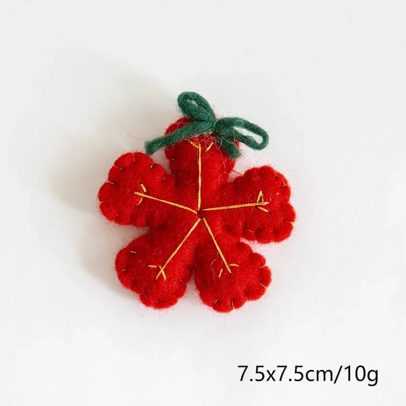 Wool Felt Christmas Ornaments – Snowmen, Tree & Wreath Décor Christmas Ornaments Axl Red snowflake