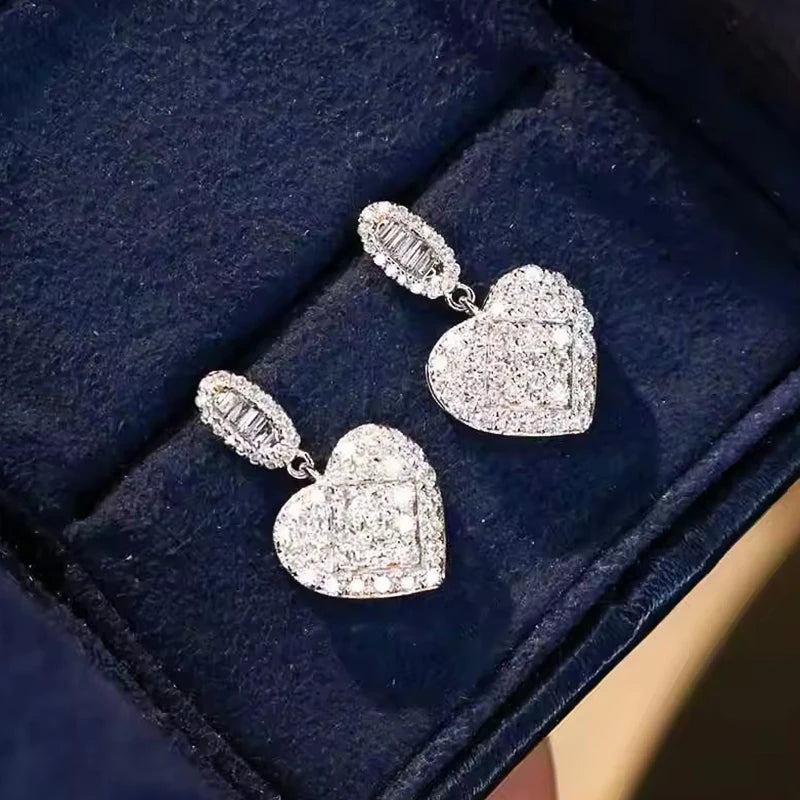 Huitan Heart Dangle Earrings | Cubic Zirconia Drop Pendants Dangle Drop Earrings Axl