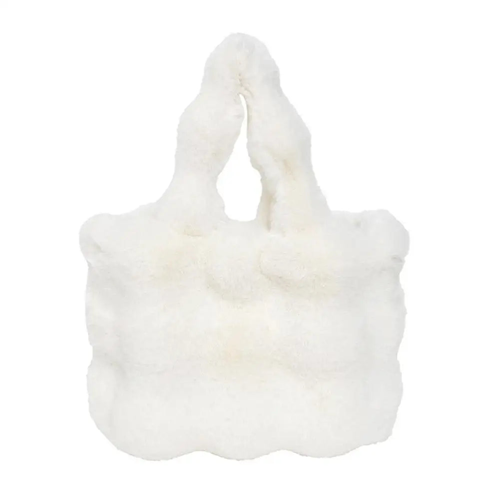 Women's Fluffy Plush Shoulder Bag – Large Capacity Shopper Tote Plush Shoulder Bag Axl B M
