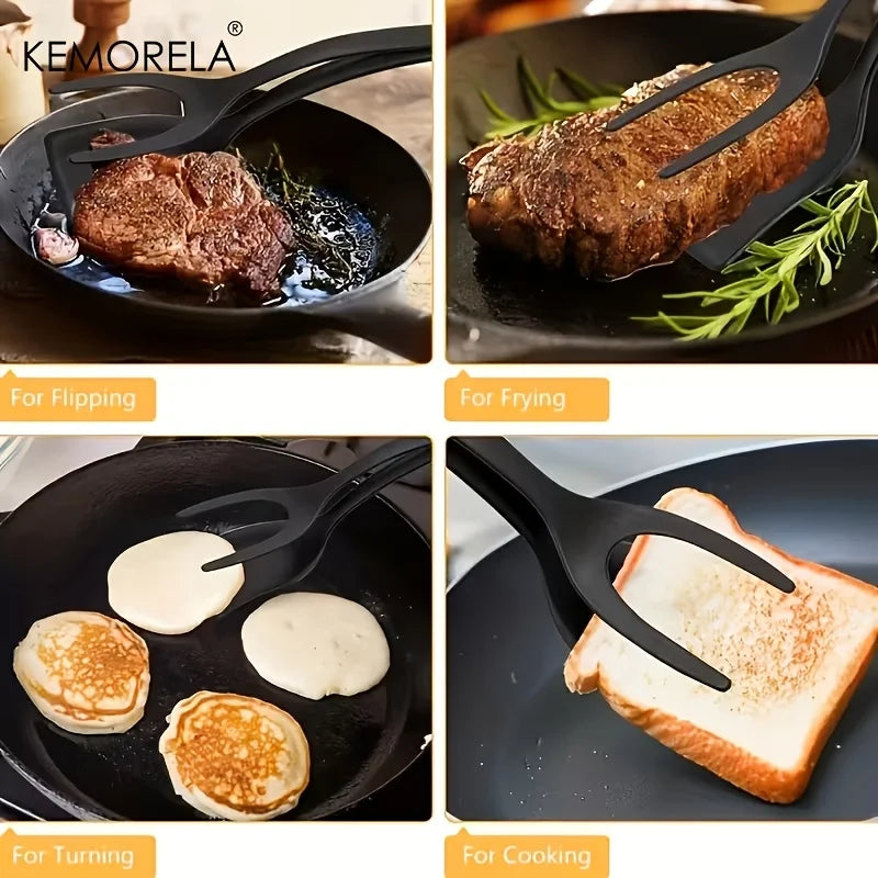 2-in-1 Flip Spatula Tongs – Non-Stick Nylon Egg & Pancake Flipper Spatula Tongs Axl