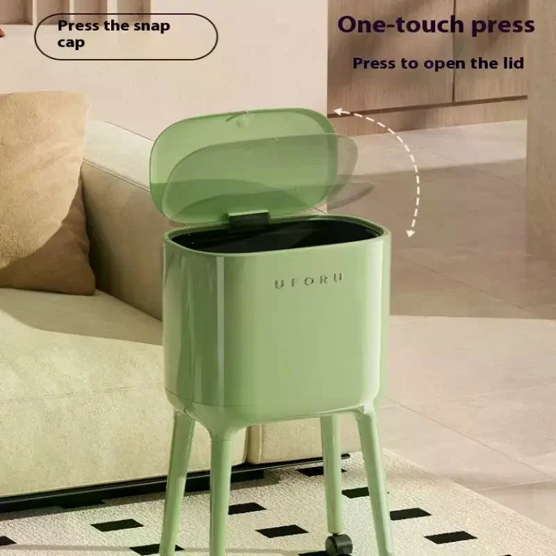 High-Leg Press-to-Open Trash Can – Large Oval Kitchen Bin Kitchen Trash Can Axl