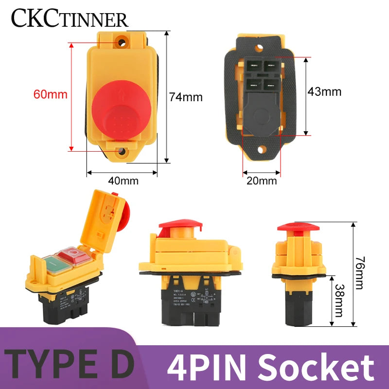 YH02A IP55 Electromagnetic Push Button Safety Switch – KLD28A KJD17A Push Button Switch Axl TYPE-D 4PIN SOCKET 110 V