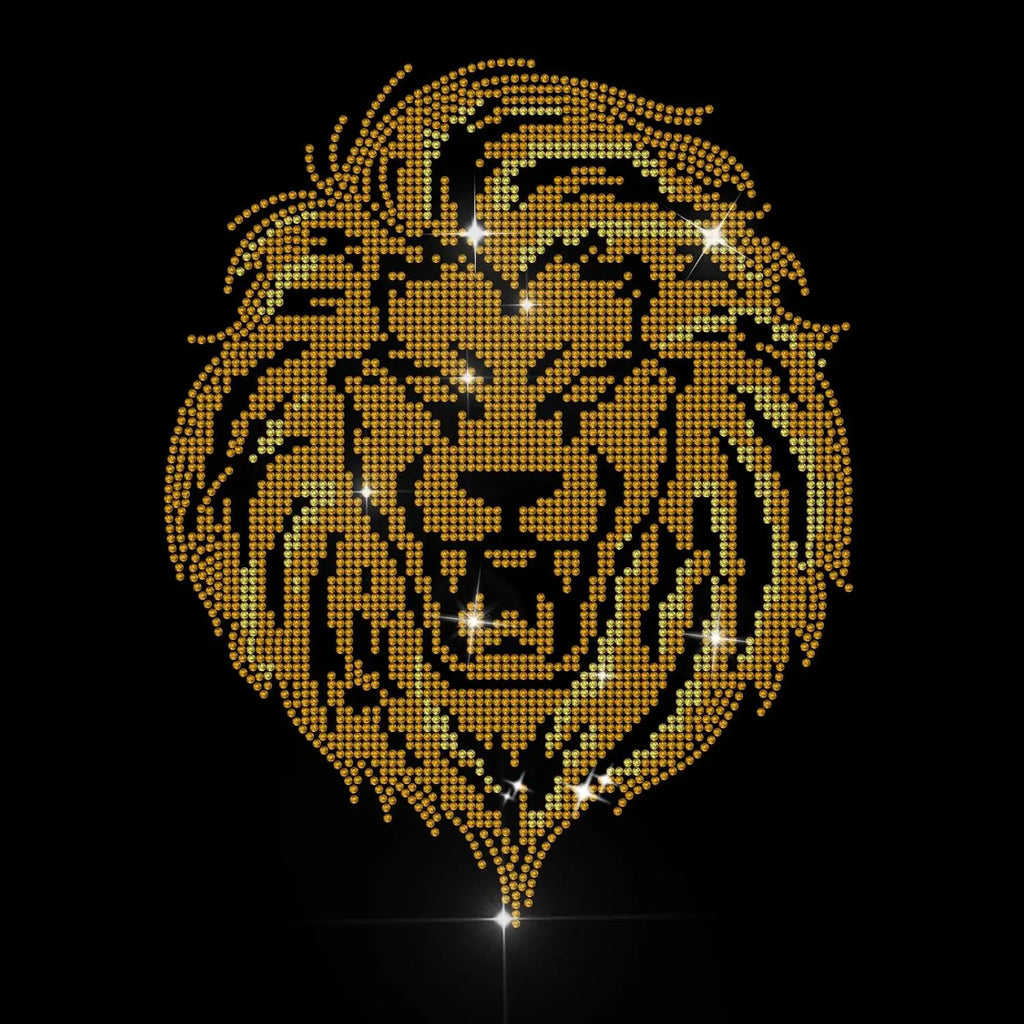 Rhinestone Iron-On Lion Patch 11.7x8.3" | Hotfix Transfer Decal Iron-On Rhinestone Patch Axl AECH04-15239
