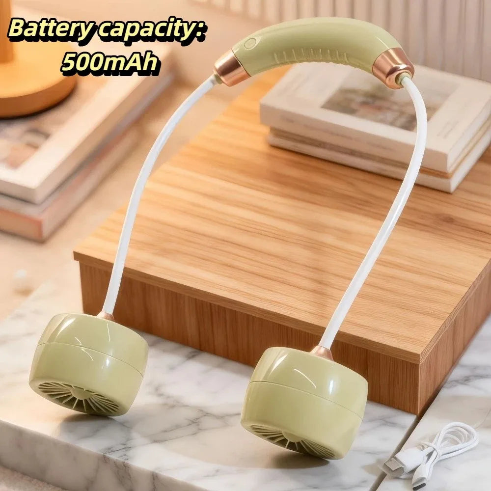 Wearable Neck Fan – Foldable Rechargeable Turbine Cooling Fan Wearable Neck Fan Axl Green
