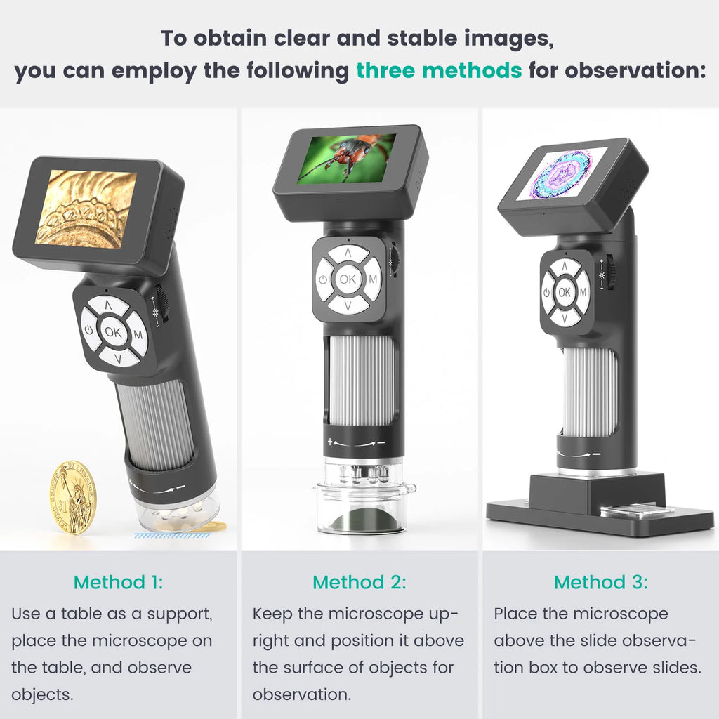 2" Digital Microscope 2MP 500X Magnification 8 LED Soldering Digital Microscope Axl
