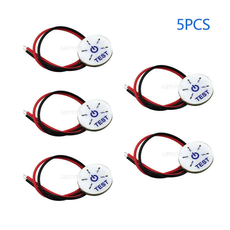 5-Pack Lithium Battery Indicator 1S 2S 3S LED Voltage Display Battery Indicator Module Axl 5PCS 1S 4.2V Round