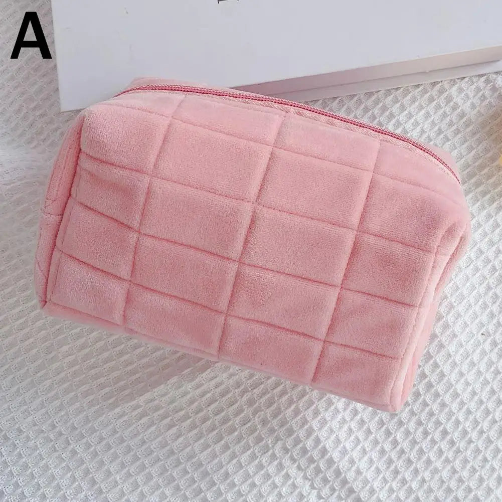 Plush Square Cosmetic Bag – Cute Puffy Makeup Travel Pouch Cosmetic Makeup Bag Axl A M