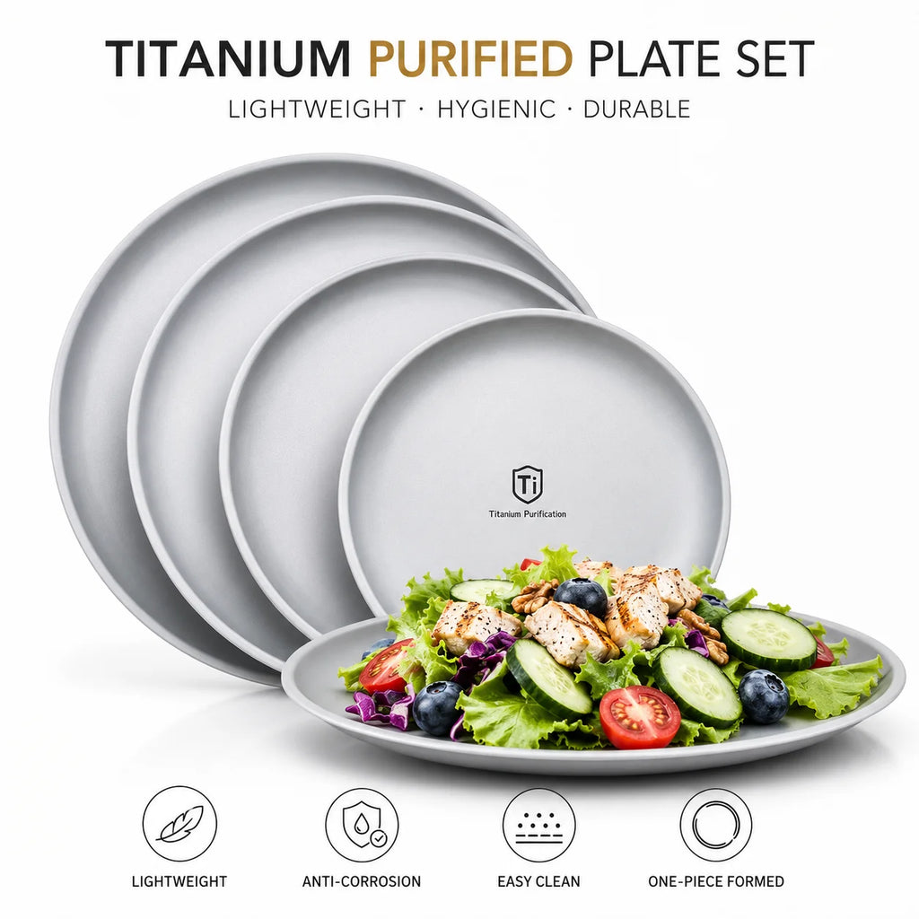 Titanium Stainless Steel Camping Plate Set – Stackable 3/5 Pack Camping Plate Set Axl