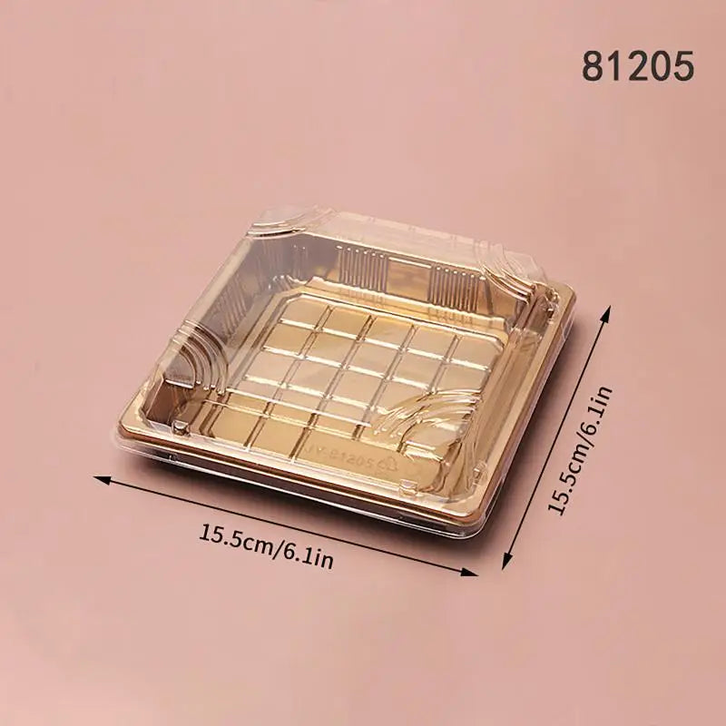 10 Pcs Disposable Sushi Boxes with Lids – PET Takeaway Pack Disposable Food Containers Axl 1205 Gold