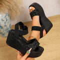 Women's Wedge Platform Peep Toe Sandals | Summer Espadrilles Wedge Platform Sandals Axl 42 black