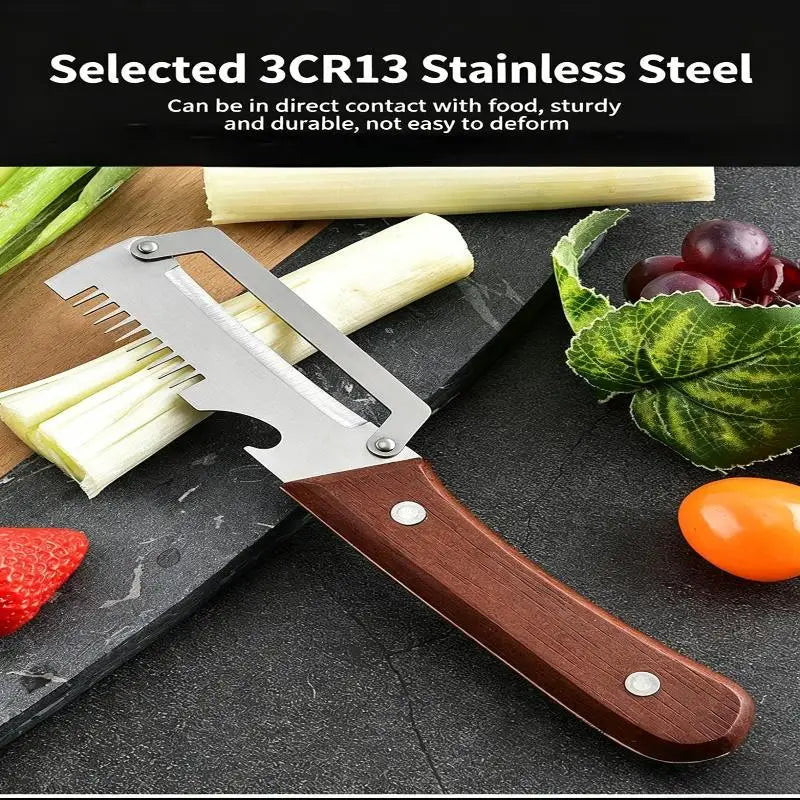 3-in-1 Stainless Steel Vegetable Peeler with Wooden Handle Vegetable Peeler Axl