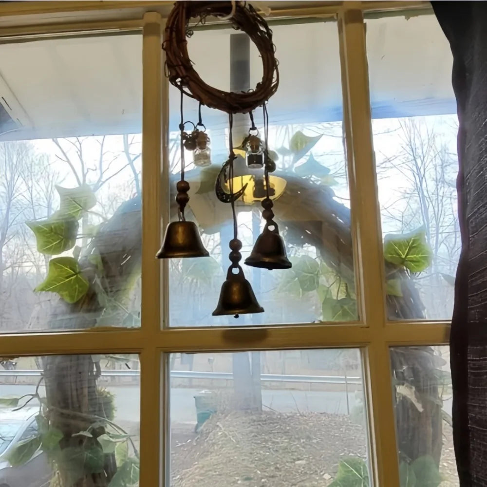 Witch Vine Bell Wind Chime – Rattan Door Knob Hanging Decor Wind Chime Pendant Axl