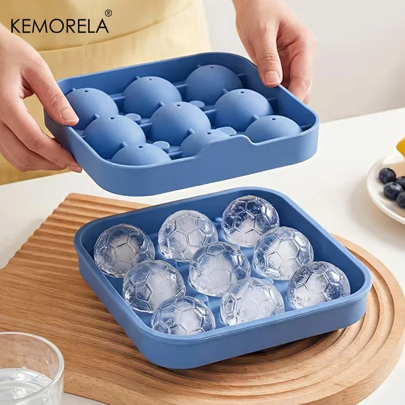 Soccer Ball Ice Ball Mold – 9-Hole Silicone Tray with Lid Silicone Ice Mold Axl