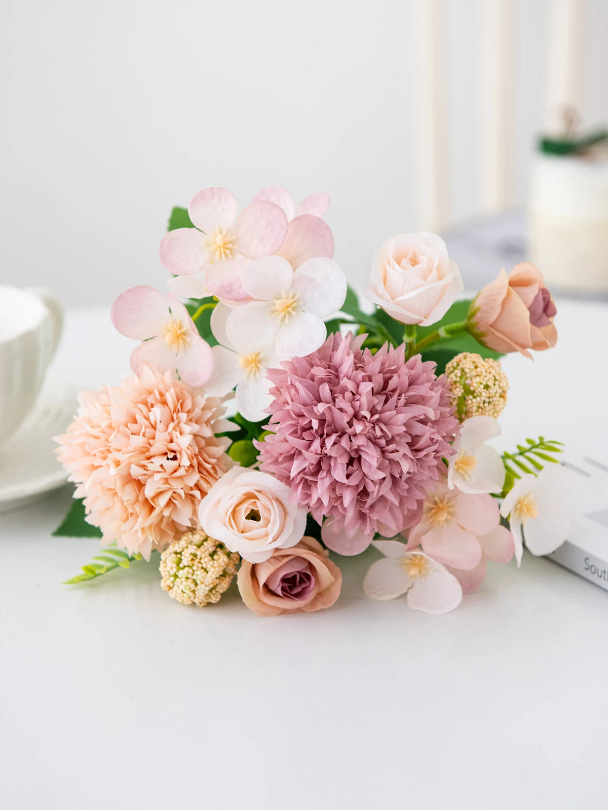 Silk Artificial Rose & Chrysanthemum Bouquet | Wedding Décor Artificial Flower Bouquet Axl color 6 3 pcs