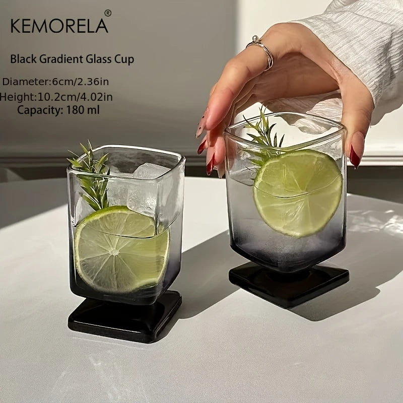 Square Black Gradient Glass Tumbler – Cocktails & Whiskey Glass Tumbler Axl