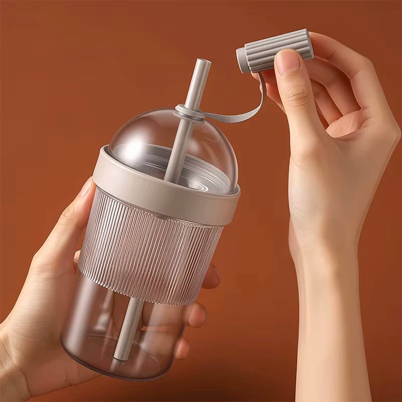 Portable Transparent Water Bottle with Straw – 550ml Sports Cup Sports Water Bottle Axl