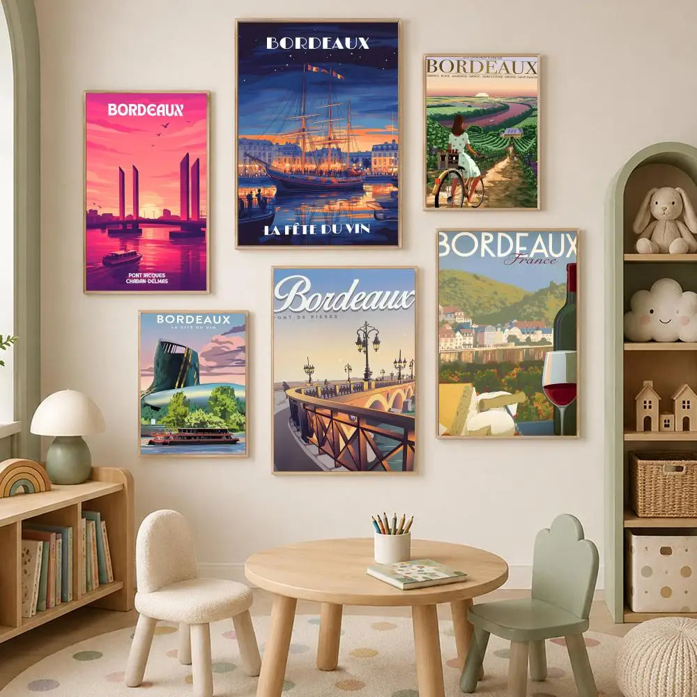 Bordeaux Wine Wall Poster – Self-Stick Waterproof HD Art Decor Wall Art Poster Axl
