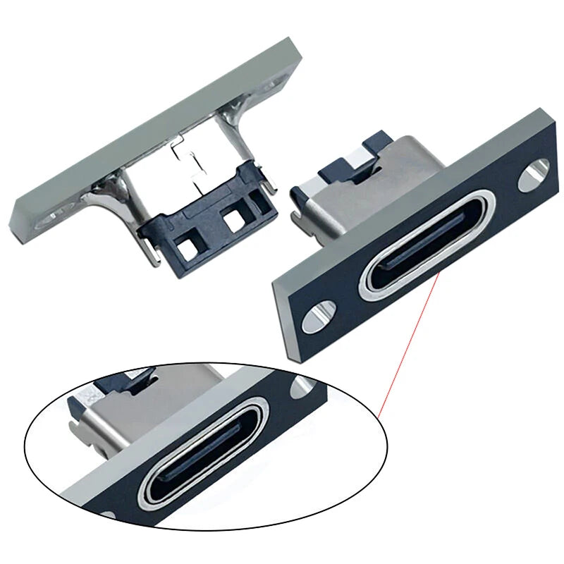 5-Pack USB 3.1 Type-C Female Socket Connector with Screw Plate USB-C Connector Socket Axl