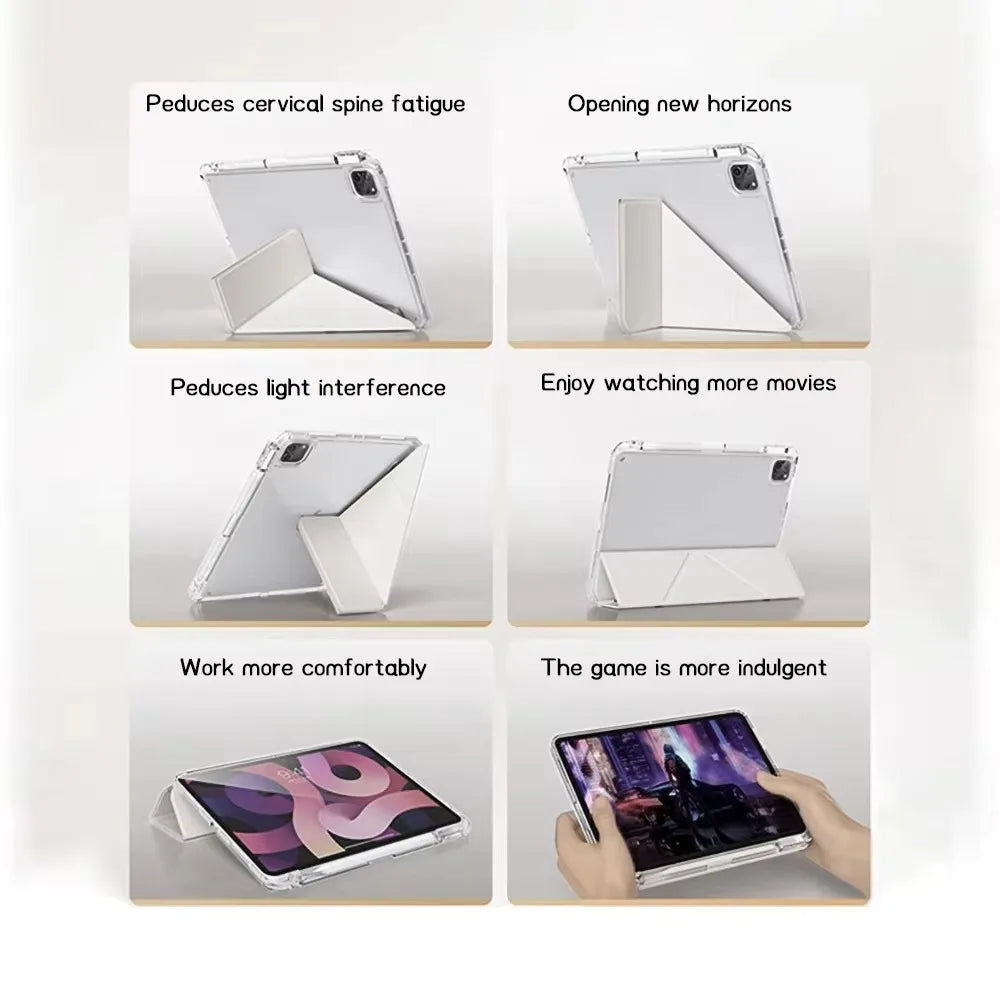 Acrylic Clear Y-Fold iPad Case with Stand | Air Pro 6th–10th Gen Tablet Stand Case Axl