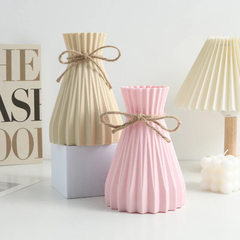 Water Ripple Nordic Plastic Vase – Modern Home Decor Flower Pot Decorative Vase Axl