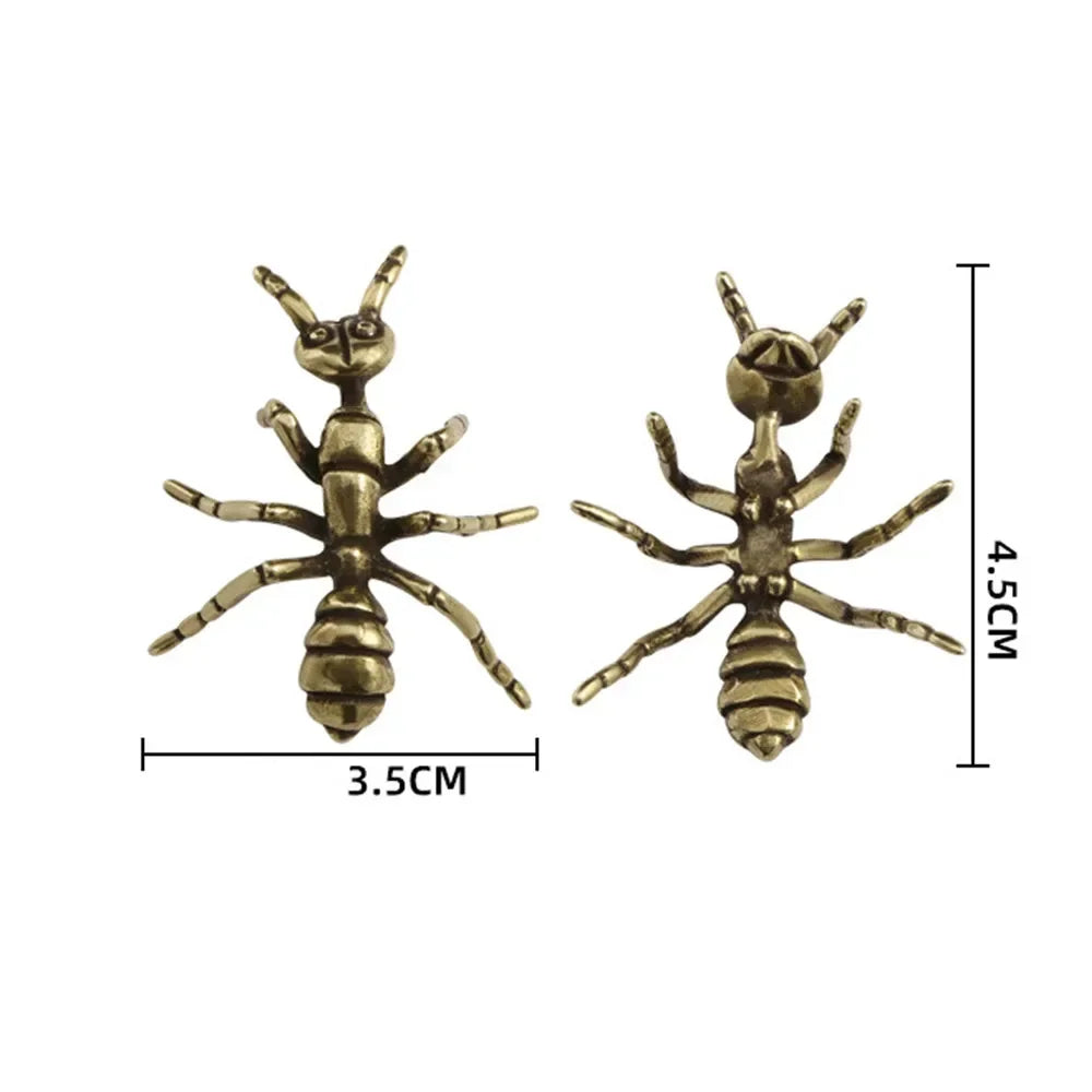 Brass Ant Figurines – Miniature Copper Insect Desk Ornament Miniature Figurine Axl