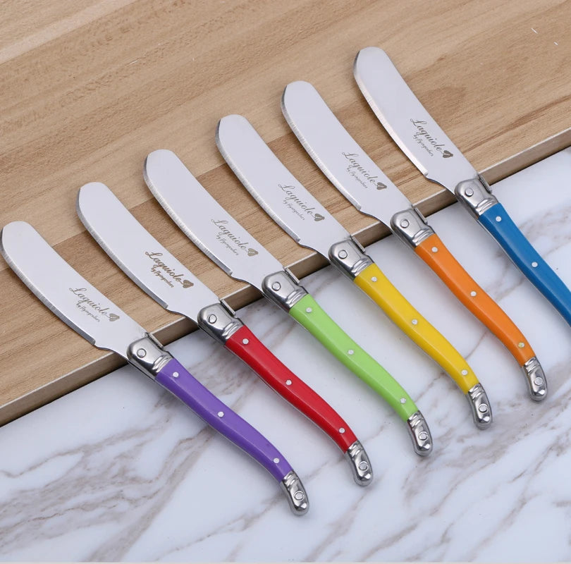 Laguiole Rainbow Butter & Cheese Spreader Knives – 4-Piece Set Cheese Spreader Set Axl