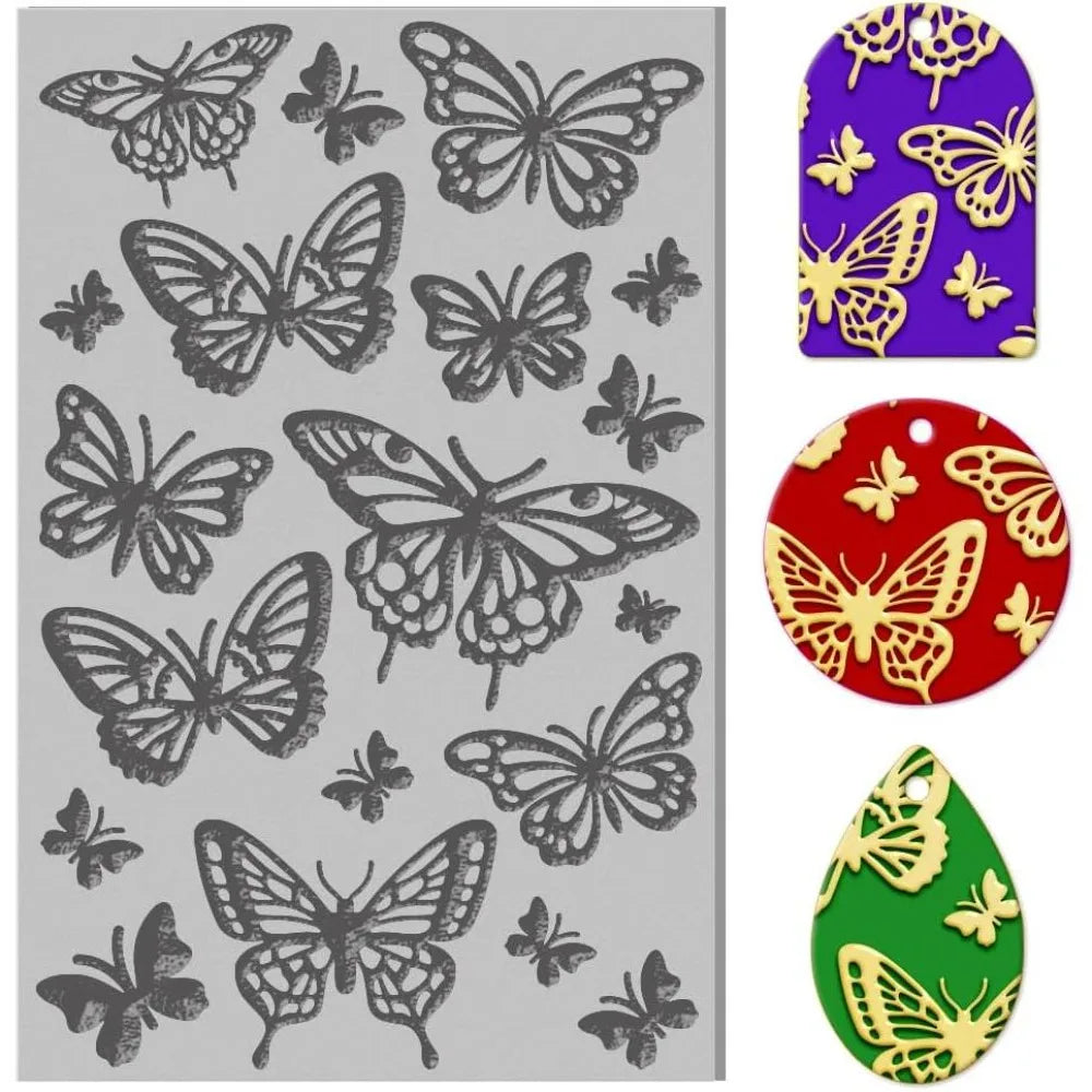 Butterfly Polymer Clay Texture Sheet – Rubber Stamp Mat for DIY Clay Texture Mat Axl AECH04-19475
